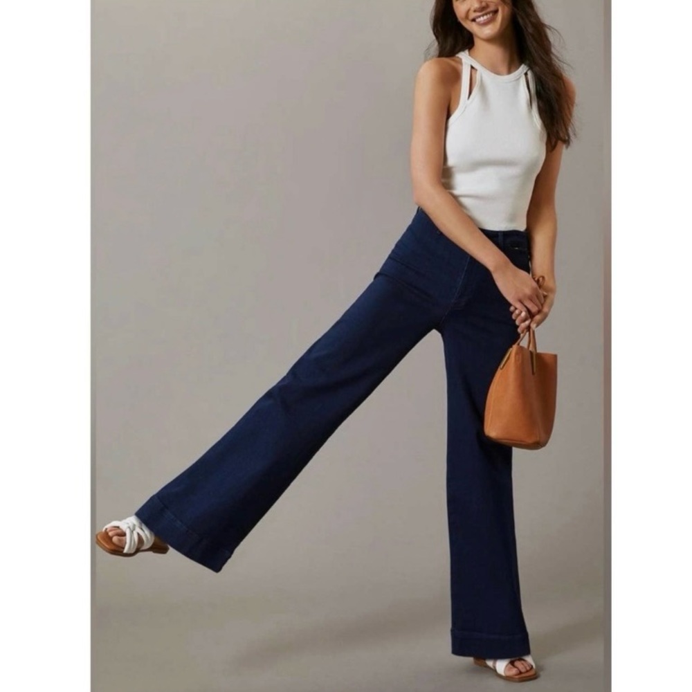 Anthropologie Pilcro The Skipper High-Rise Wide Leg Denim Dark blue jeans 29